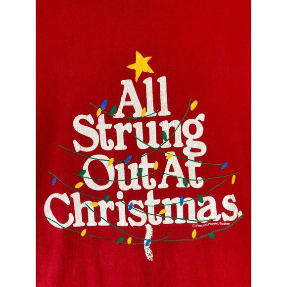 Vintage 90s‎ Christmas Graphic T-Shirt Red Unisex XL All Strung Out - Picture 4 of 9
